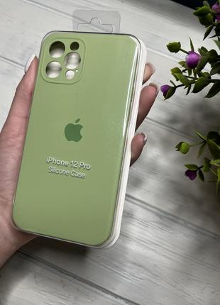 Чохол на iphone 12 pro про квадратні борти чохол на айфон silicone case full camera на apple айфон