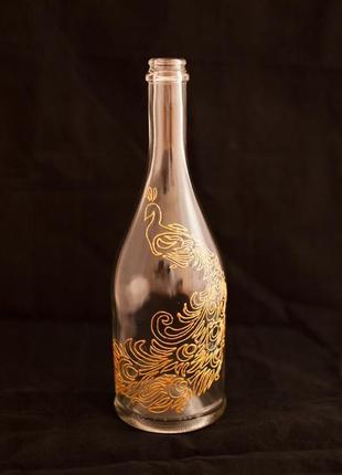 Бутылка декорированная золотая жар-птица