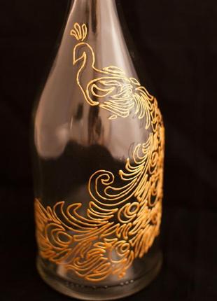 Декорована пляшка золота жар-птиця5 фото