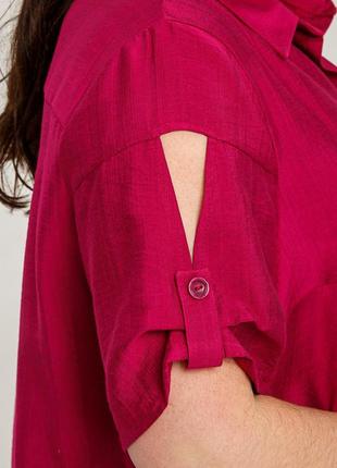 Женская блузка с легким отливом летняя 50, 52, 54, 56, 60 р малинового цвета5 фото