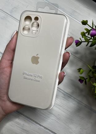 Чохол на iphone 12 pro про квадратні борти чохол на айфон silicone case full camera на apple айфон1 фото