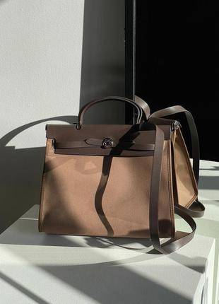 Hermes herbag zip 31 bag chocolate3 фото