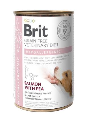 Лечебный влажный корм brit vetdiets hypoallergenic для собак с пищевой аллергией или непереносимостью 400г