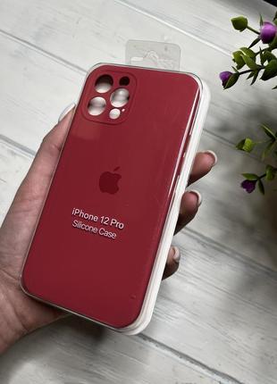 Чохол на iphone 12 pro про квадратні борти чохол на айфон silicone case full camera на apple айфон