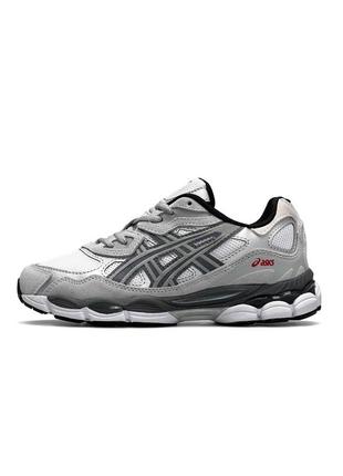 Жіночі замшеві кросівки asics gel nyc white steel gray сірі повсякденні кросівки асикс гель весна літо