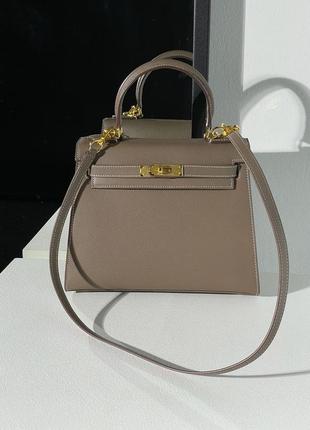 Hermes kelly 25 grey/gold5 фото