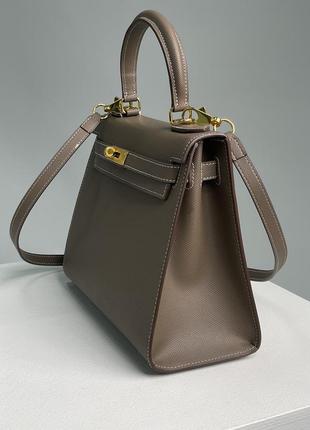 Hermes kelly 25 grey/gold9 фото