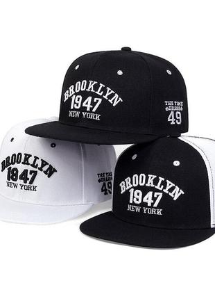 Кепка снепбек (snapback) brooklyn 1947 ny черный с белым  56-61р  (9021)6 фото