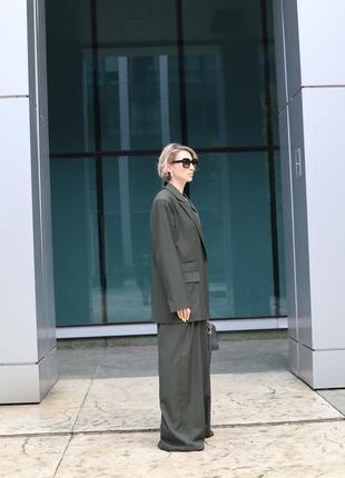 Стильний жіночий костюм 5а13 темна олива2 фото