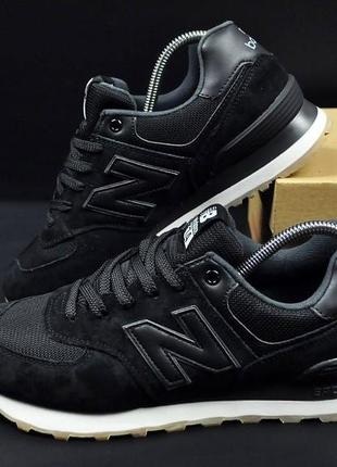 Кросівки чоловічі new balance 574 black & white👟2 фото