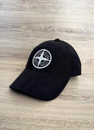 Кепка чорна stone island з вишитим лого