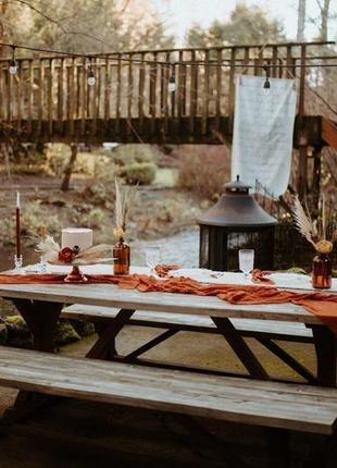 Марлевые раннеры с красивой текстурой  для свадебного декора столов, арок, стульев (terracotta)1 фото