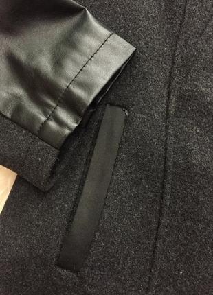 Пальто zr&amp;zr / zr cloting с кожаными вставками на рукавах9 фото