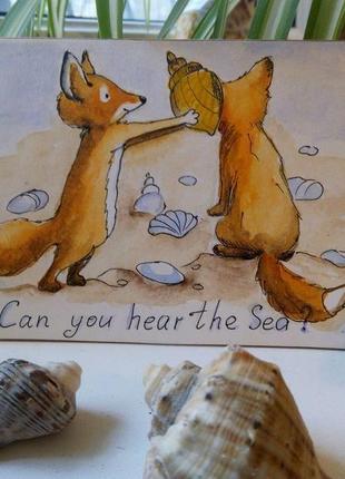 Авторская открытка, ручной работы "can you hear the sea?"1 фото