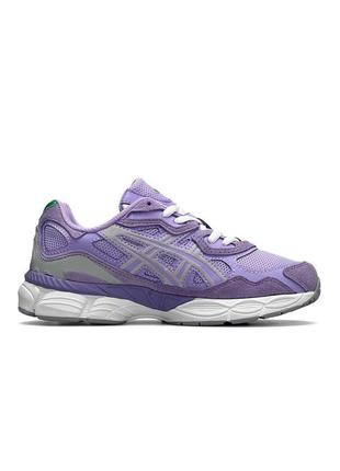 Жіночі замшеві кросівки asics gel nyc purple фіолетові повсякденні кросівки асикс гель весна літо7 фото