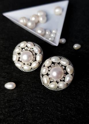 Сережки з натуральними перлами