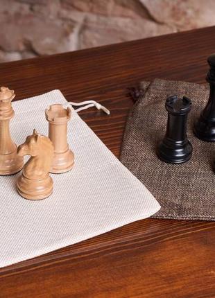 Мішечок для шахових фігур із льону1 фото