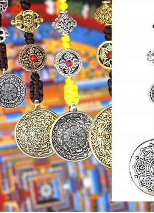 Непальские тибетские украшения,  брелок-амулет оберег талисман 8 благих символов и сипахо, 32мм1 фото