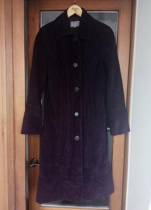 Шалене вельветове темнофиолетовое пальто marks&spencer per una uk 123 фото