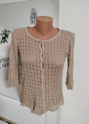 Кардиган кофточка павутинка zara knite m беж