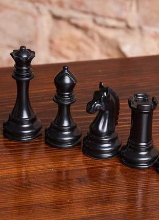 Шахматные фигуры из дерева ручной работы черные2 фото