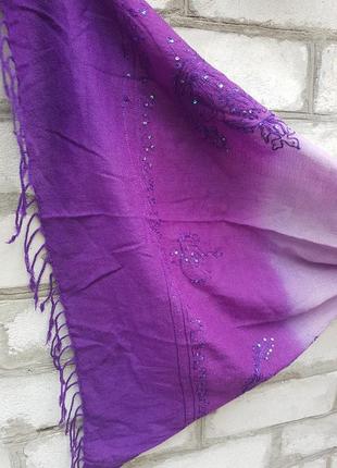 Вовняний бузковий палантин шарф indigo moon3 фото