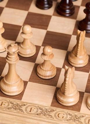 Шаховий набір з натуральної деревини преміальної якості з фігурами обтяжувачами2 фото