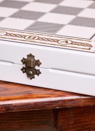 Шахи, шашки, нарди із дерева в білому кольорі ексклюзивної ручної роботи9 фото
