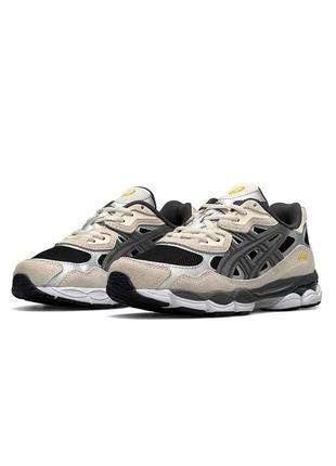 Женские замшевые кроссовки asics gel nyc black beige черные повседневные кроссовки асикс гель весна лето4 фото