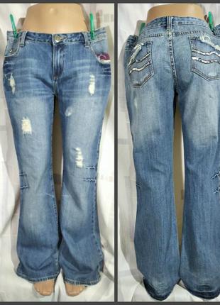 Красиві джинси з гранжем і паетками, 100% бавовна