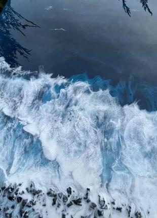 Картина эпоксидной смолой 3d "киты исландии" 50х70см. под заказ.4 фото