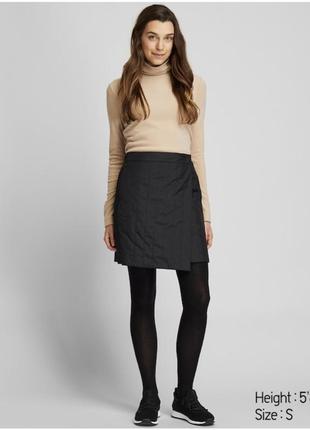 Тепла спідниця windproof warm lined wrap mini skirt чорна