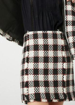Твидовая юбка мини юбка букле юбка в клетку mango твырка мюбка мины короткая юбка букле
