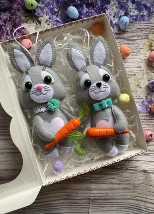Пасхальные кролики ручной работы/подарки в корзину для детей3 фото