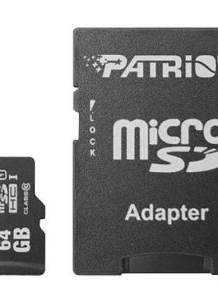 Карта пам'яті patriot microsdxc 64gb uhs-i class 10 lx + adapter (psf64gmcsdxc10) (код товару:20396)