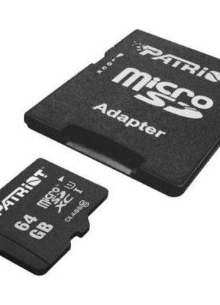 Карта пам'яті patriot microsdxc 64gb uhs-i class 10 lx + adapter (psf64gmcsdxc10) (код товару:20396)3 фото