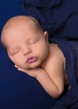 Марля для фотосесій немовлят колір синій (blue)
