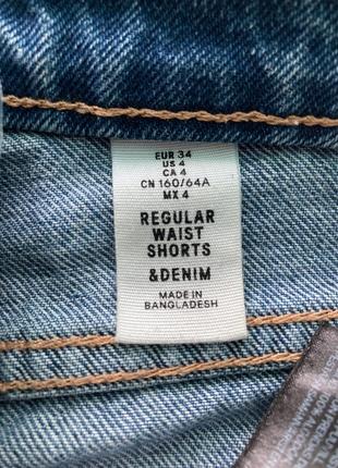 Женские короткие джинсовые шорты h&amp;m denim размер xs - s 34 regular ( средняя посадка)4 фото