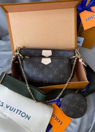 Сумка луї віттон коричнева/зелена louis vuitton multi pochette brown/green2 фото