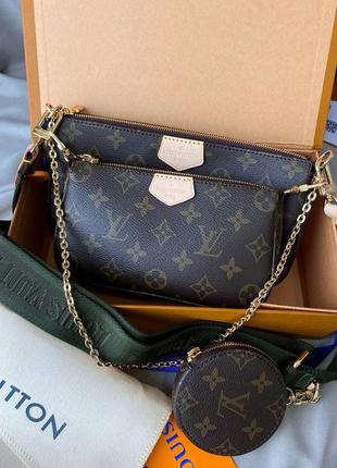 Сумка луї віттон коричнева/зелена louis vuitton multi pochette brown/green8 фото