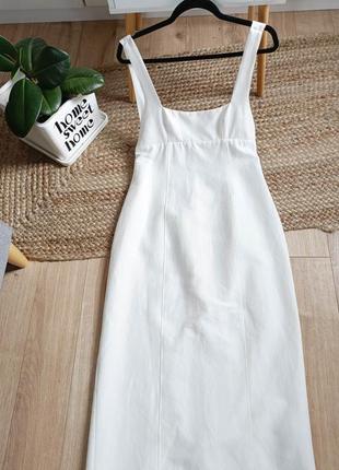 Элегантное белое платье с открытой спинкой от zara, размер l**2 фото