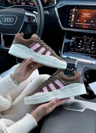 Кроссовки adidas originals campus x bad bunny brown pink4 фото