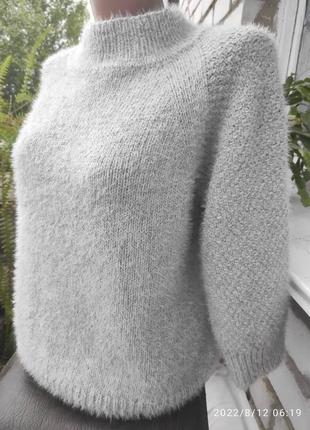 Сірий светр-реглан "ніжність"4 фото