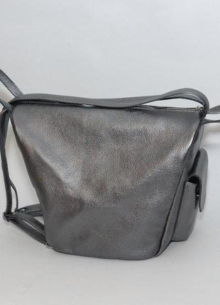 Рюкзак-трансформер кожаный 04 никель6 фото