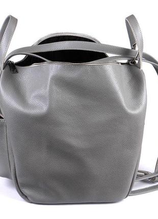 Рюкзак-трансформер кожаный 04 серый7 фото