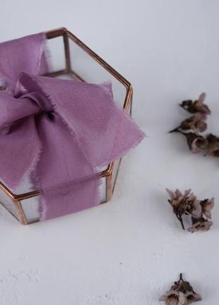 Лента шелковая свадебная темно-фиолетовая (deep-purple)5 фото