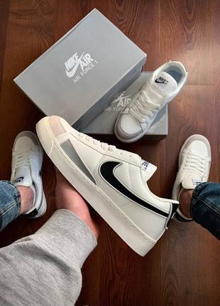 Кроссовки мужские nike blazer white &amp; black👟8 фото