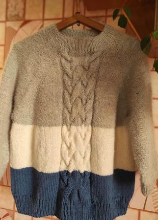 Классический пуловер в полоску, с рукавом 3/47 фото