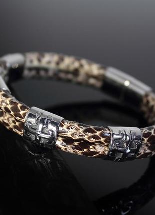 Чоловічий браслет "richelieu" із натуральної зміїної шкіри.1 фото