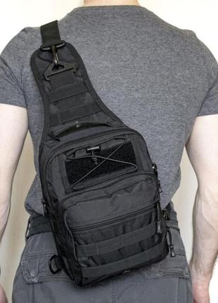 Сумка разгрузочная тактическая нагрудная,мини рюкзак для дополнительных вещей, цвет: черный3 фото